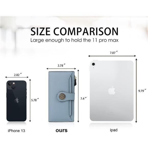 Womens RFID Blocking Large Capacity Luxury Waxed Genuine Leather Clutch Wallet - Picture 2 of 6